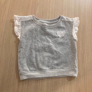 AG Adriano Goldschmied Kids Top 24 Months Gray with White Eyelet Trim and Heart